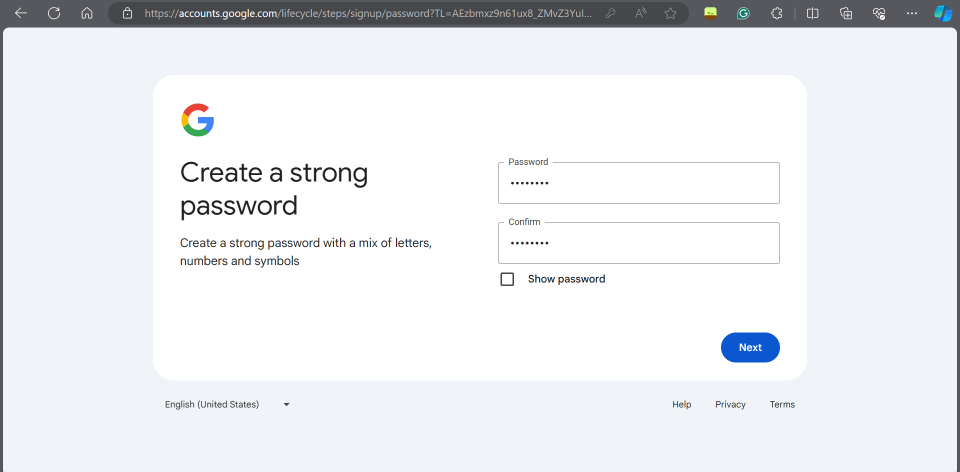 Select a password